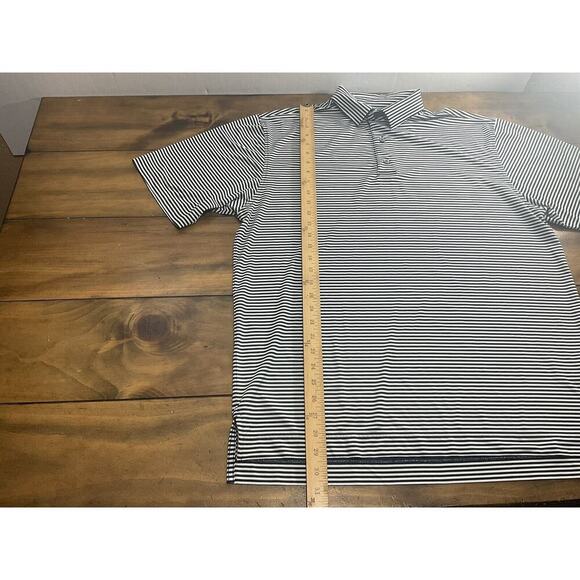 Footjoy FJ Dry Fit Polo Mens Size Large Navy Blue Striped Golf Shirt - Picture 6 of 9
